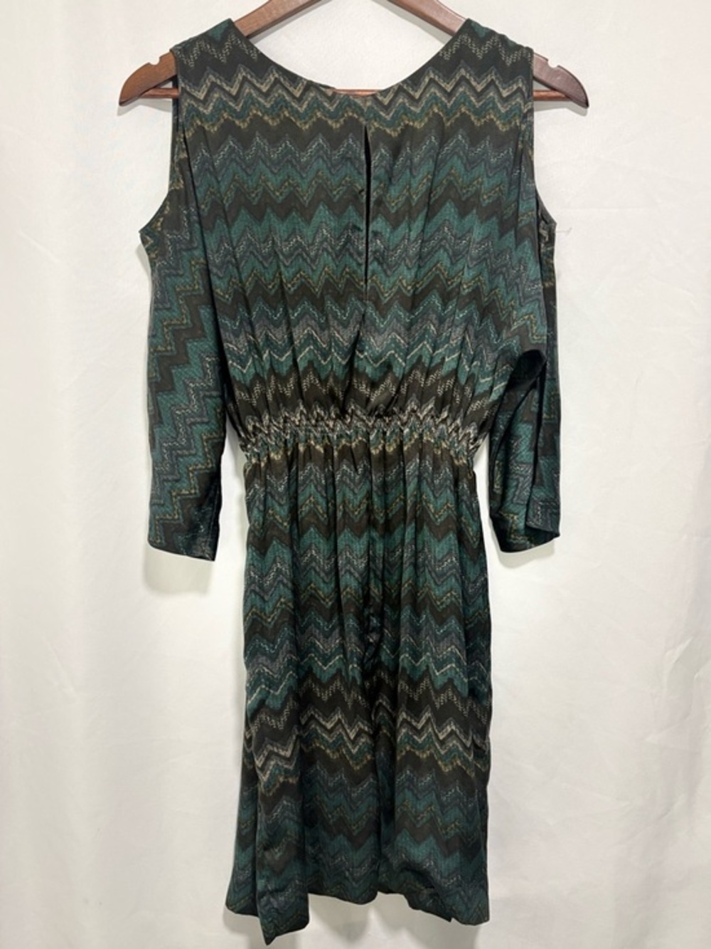 Zara‎ Woman Green Chevron Boho Mini Dress S